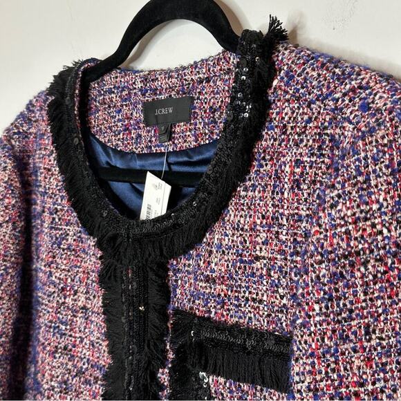 JCrew Tweed lady jacket sparkly trim Blazer 16 Multi‎  $268 F9250 NWT Preppy - Picture 9 of 16